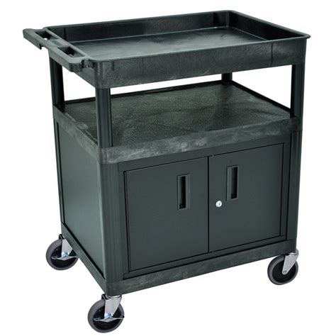 Luxor Black Heavy-duty Utility Cart with Locking Cabinet - Overstock - 7720844