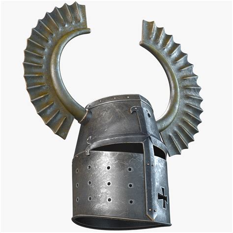 horned teutonic knight helmet 3d model