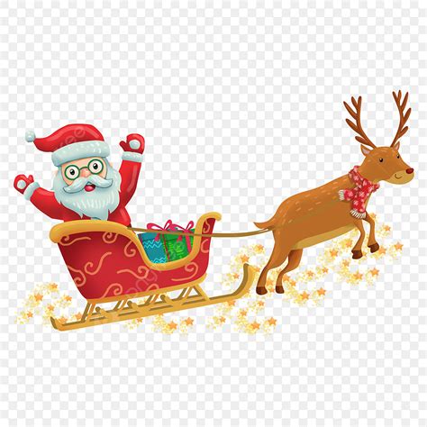 Santa Sleigh Flying Clipart Png