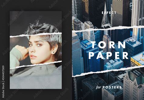 Torn Paper Collage Photo Effect Mockup Stock Template | Adobe Stock