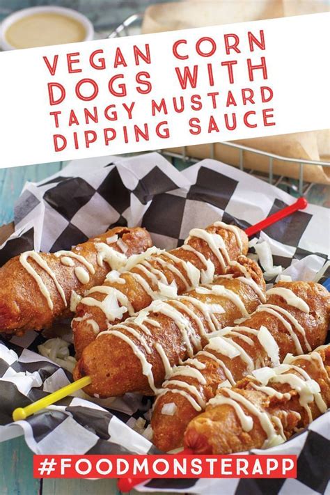 Corn Dogs with Tangy Mustard Dipping Sauce [Vegan] | Vegan recipes, Food, Vegan kids