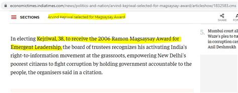 Vijay Patel🇮🇳 on Twitter: "6. In 2006 Arvind Kejriwal has received Ramon Magsaysay Award in ...