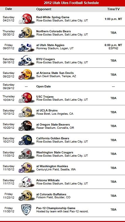 Utah Utes 2012 Football Schedule | Eric | Pinterest