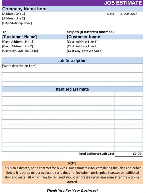 44 Free Estimate Template Forms [Construction, Repair With Regard To ...