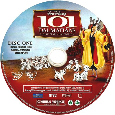 101 Dalmatians (1961) PE R2 & R1 - Cartoon DVD - CD Label, DVD Cover ...