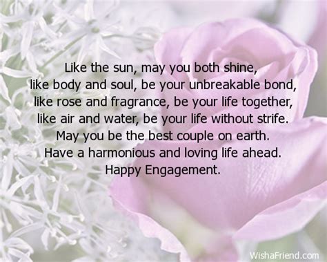 Like the sun, may you both, Engagement Card Message