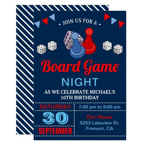 Modern Board Game Night Birthday Party Invitation | Zazzle.com