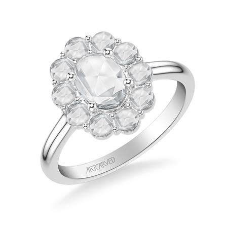 Oval Rose Cut Diamond Halo Ring