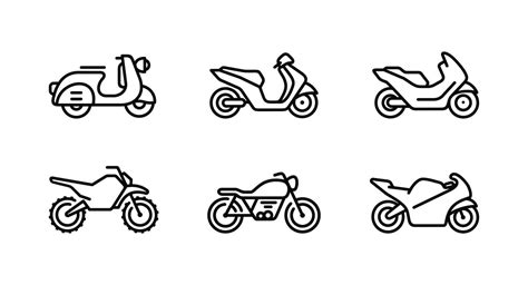 Motorbike outline icon set isolated on white background 21809563 Vector Art at Vecteezy