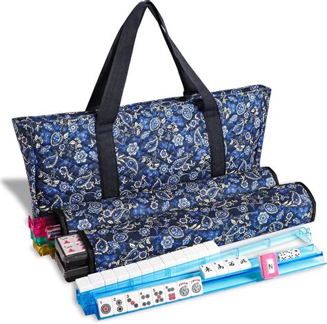 Jongyance American Mahjong Set,Mahjong Tiles Set,Blue Bag,166 Premium Tiles,4 All-in-One Rack ...