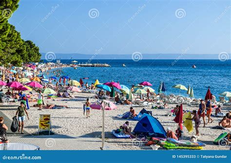 Beach in Baska Voda, Croatia Editorial Stock Photo - Image of beautiful ...