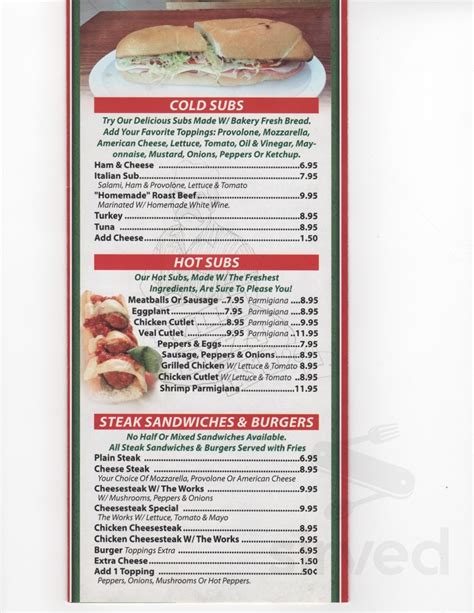 Manville Pizza & Restaurant est. 1969 menu in Manville, New Jersey, USA