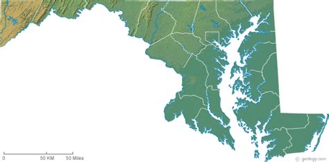 Maryland Physical Map and Maryland Topographic Map