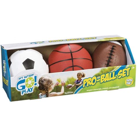 Toysmith Get Outside GO! Pro-Ball Set, Pack of 3 (5-inch soccer ball,6. ...