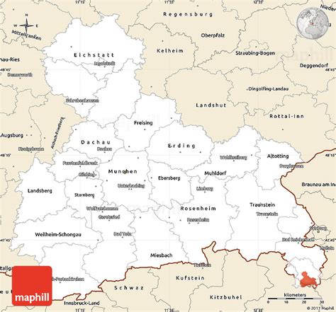 Classic Style Simple Map of Oberbayern