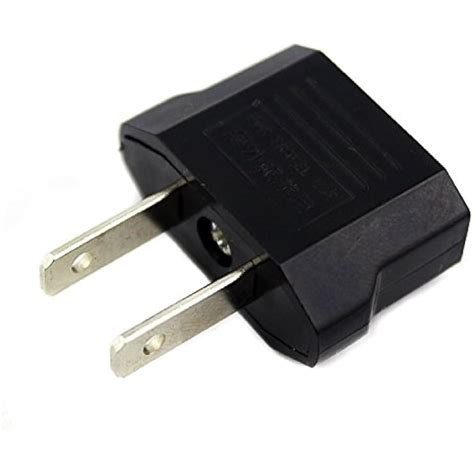 E-U4113619AK European To USA American Outlet Plug Adapter (Black, 2 ...