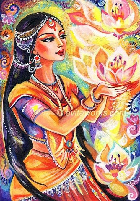 40 Beautiful And Interesting Indian Paintings - Bored Art Lotus Kunst, Art Lotus, Indian Women ...