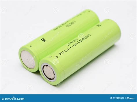 Two Lithium Ion Rechargeable Batteries Cells Type 18650 Flat Pole ...