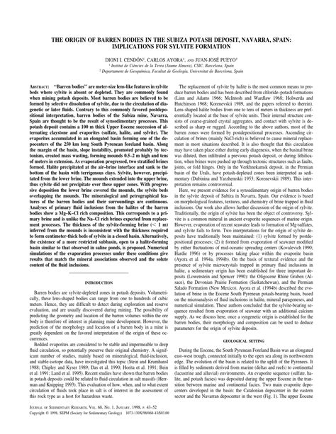 (PDF) The origin of barren bodies in the Subiza potash deposit, Navarra ...