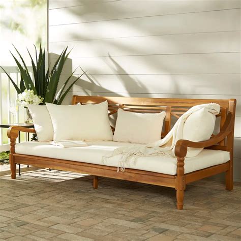 Beachcrest Home Roush Teak Patio Daybed with Cushions & Reviews | Wayfair | Patio daybed, Patio ...