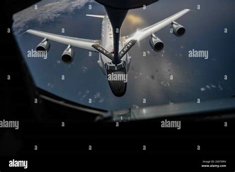 A Royal Air Force RC-135 Rivet Joint from the 51st Squadron, RAF Waddington, receives fuel from ...