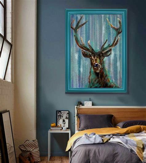 Turquoise Blue Stag Artwork online prints available. - Paul Slattery