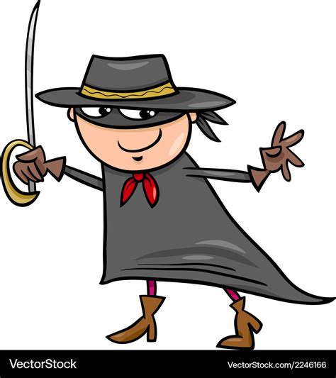 Boy in zorro costume cartoon Royalty Free Vector Image