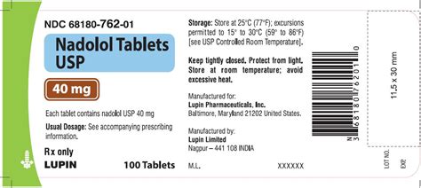 NADOLOL TABLETS20 mg, 40 mg and 80 mgRx Only PRODUCT OVERVIEW: NADOLOL TABLETS Rx Only