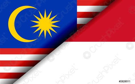 Flags of the Malaysia and Indonesia divided diagonally - stock photo ...