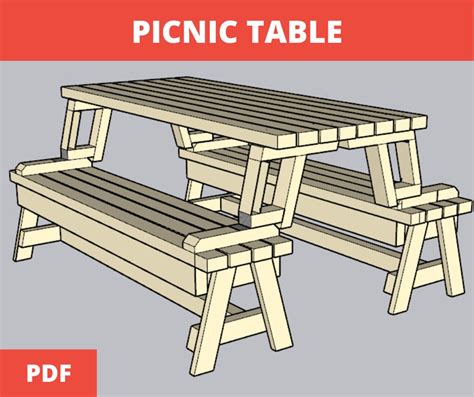 DIY Folding Picnic Table Bench Plans Patio Furniture PDF Plans - Etsy