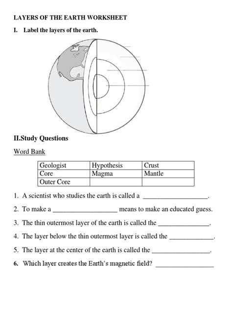 Layers Of The Earth Worksheet – Ame.my.id