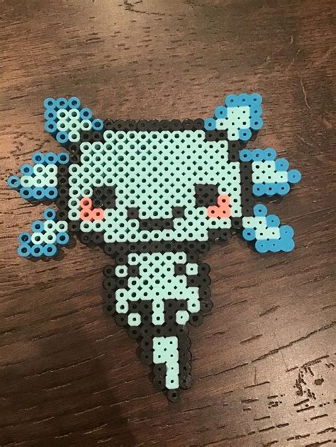 Axolotl bleu en perle hama 💙 | Perler bead disney, Hama beads patterns, Hama beads design