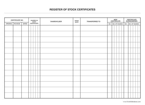 Downloadable Stock Register Form - ExhibitIndexes.com