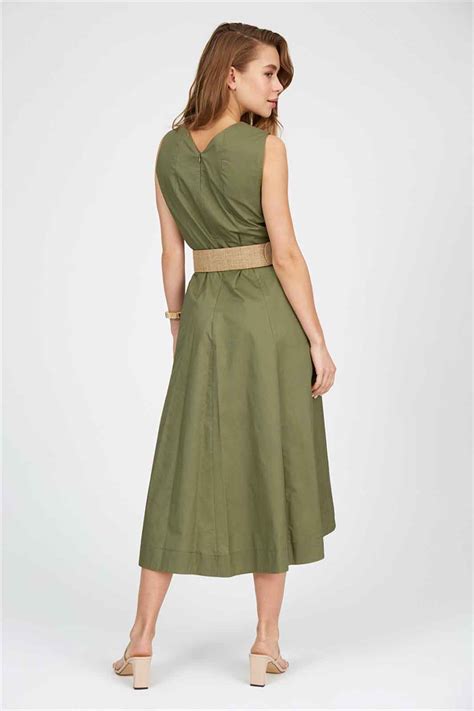 Setre Khaki Sleeveless Hi Low Midi Dress - Blush Boutique