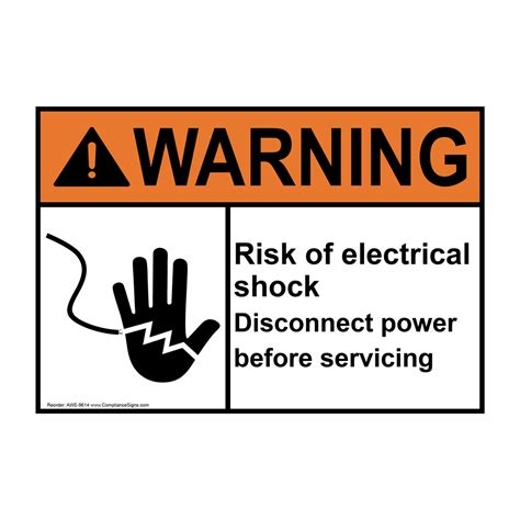 ANSI WARNING Risk Of Electrical Shock Disconnect Sign AWE-9614