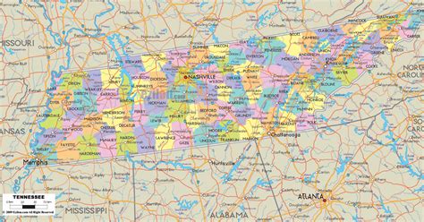 Tennessee Map With Cities And Towns