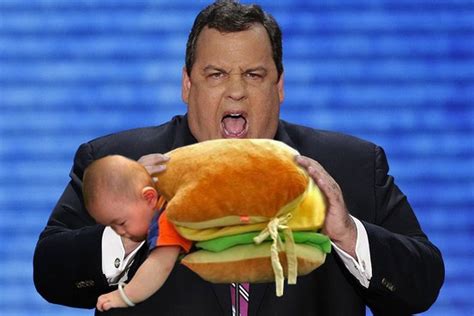 Chris Christie eating a Korean baby dressed as a hamburger : funny