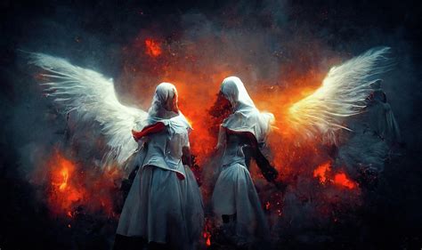 Battle Angels fighting in Heaven and Hell 02 Digital Art by Matthias Hauser | Fine Art America