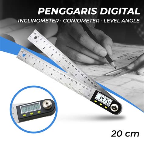 Jual Penggaris Bujur Digital 20 cm ruler Digital busur derajat ...