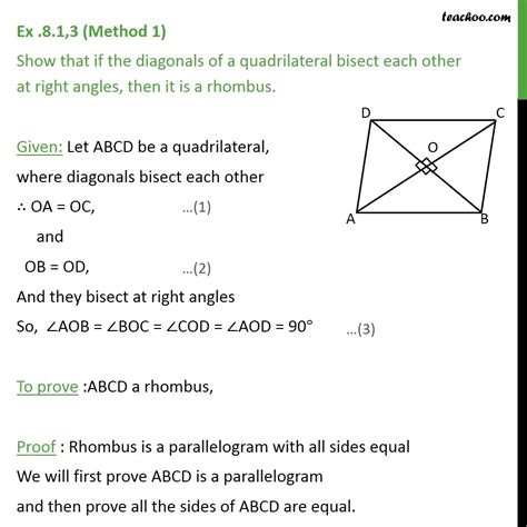 Question 2 - Show that if diagonals of a quadrilateral bisect