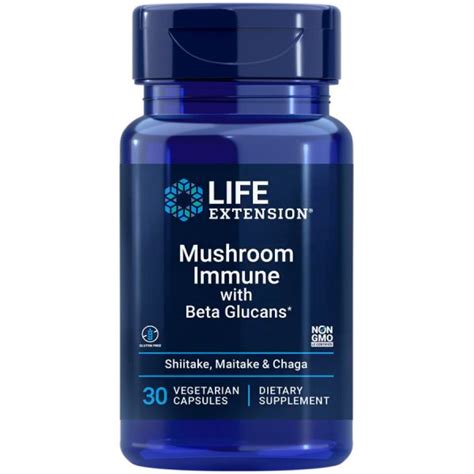 Mushroom Immune with Beta Glucans, 30 vegetarian capsules - Life ...