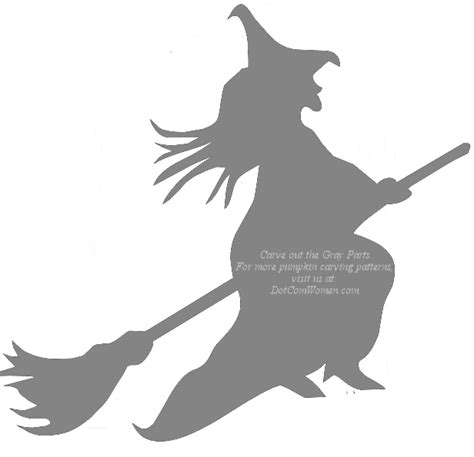 Flying Witch on Broom - Halloween Pumpkin Carving Stencil - Dot Com Women