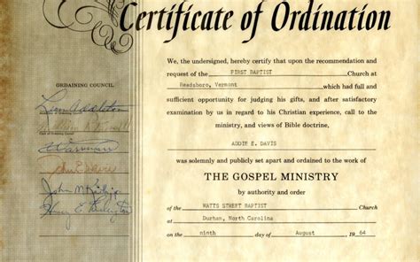 Baptist Ordination Certificate | TUTORE.ORG - Master of Documents