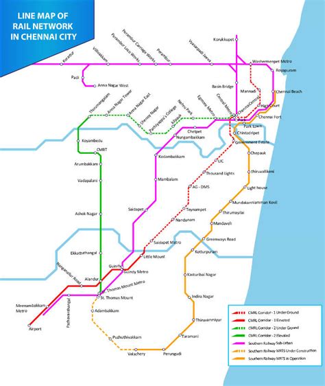 MRTS: Chennai metro map, India