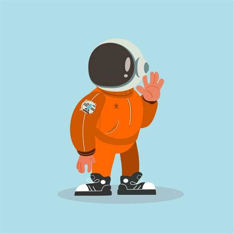 Cute cool astronaut wearing helmet orange sweater vector illustration ...