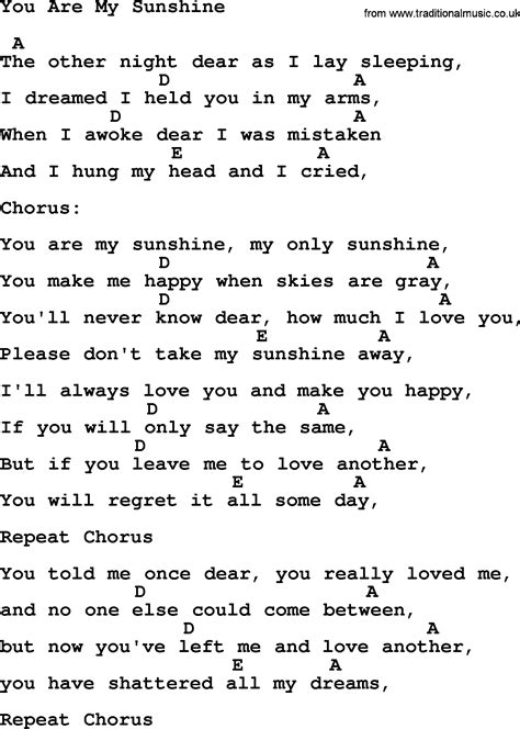 You Are My Sunshine Lyrics