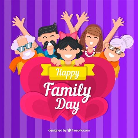 happy family day card with people holding up a sign in the shape of a heart