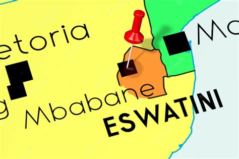 Premium Photo | Eswatini swaziland mbabane capital city pinned on political map