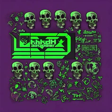 Twitch, overlay, green, purple, skulls, fire, boxed,... | OpenArt