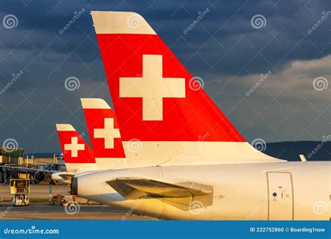 Swiss Airbus A320 Airplane Tails Zurich Airport in Switzerland Editorial Image - Image of a320 ...